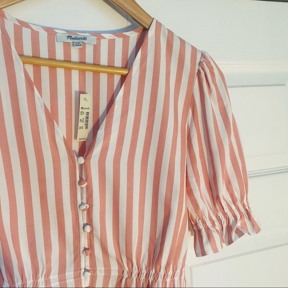 Madewell Tops - Madewell coral V-neck Peplum Popover Top